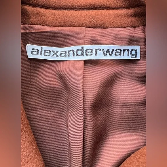 NWT Alexander Wang Long Darted Single Breasted Wool BlendCoat Sz M Hailey Bieber - Picture 9 of 11